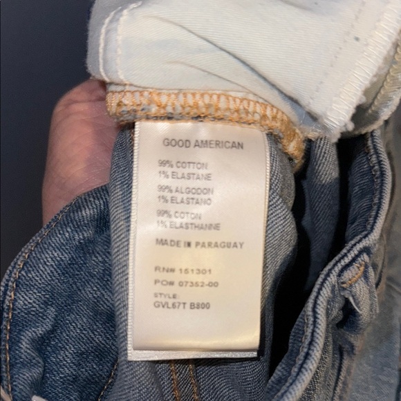 Good American Blue Straight Leg Jeans Distressed Style - size 0/25 - B6 - Picture 6 of 6